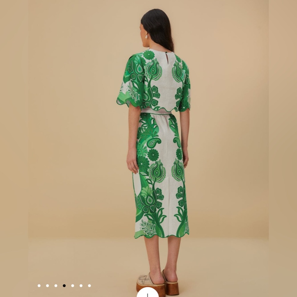 Farm Rio Green Color Festival Midi Skirt - Picture 6 of 11